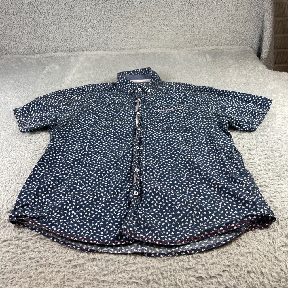International Report Tropical Collection Navy Blue Floral Cotton Shirt Mens XL